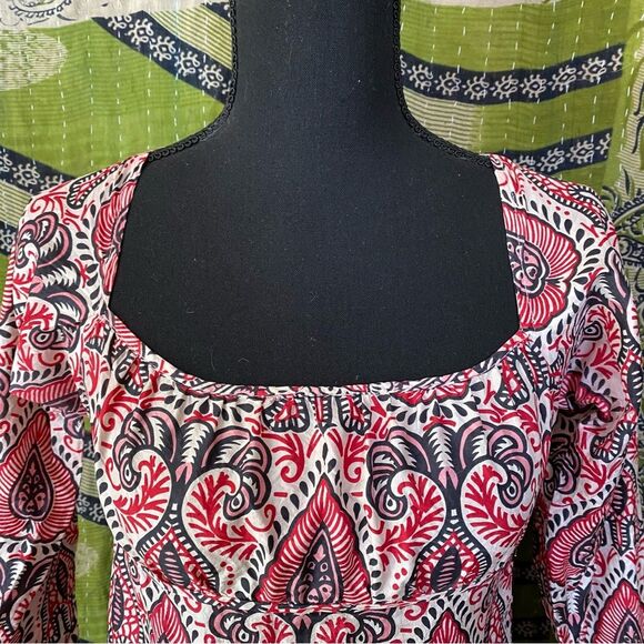 Rare Vintage Y2K Anna Sui Multicolored Print Silk Festival Crop Top Size Small - Picture 2 of 15